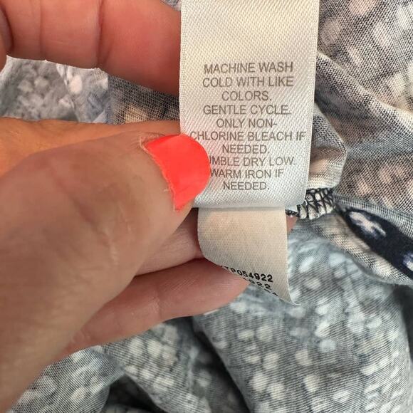 Pure Jill blue printed 3/4 sleeves boat neck top size SP - Picture 5 of 11